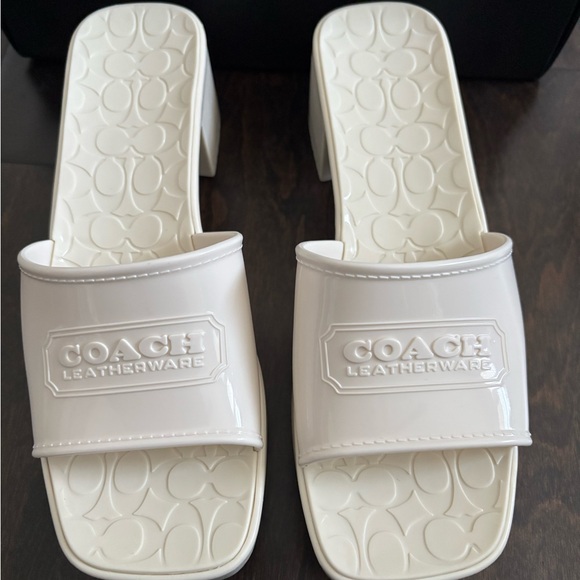 Coach Women's Cream Slide Sandals - Picture 2 of 9